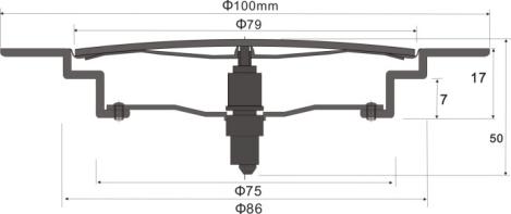 SZ106-10R Ø 100 มม. สแตนเลสสตีลครัวน้ำพุชั้นท่อระบายน้ำคลิก clack พร้อมตลับทองเหลืองป๊อปอัพ