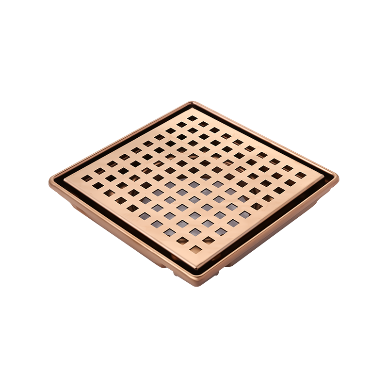 SZ119-20RG 200x200mm 8" x 8" Shining rose golded finishing rose gold finishing ท่อระบายน้ำสแตนเลสที่มีฝาปิดที่ถอดออกได้และกาลักน้ำ ABS